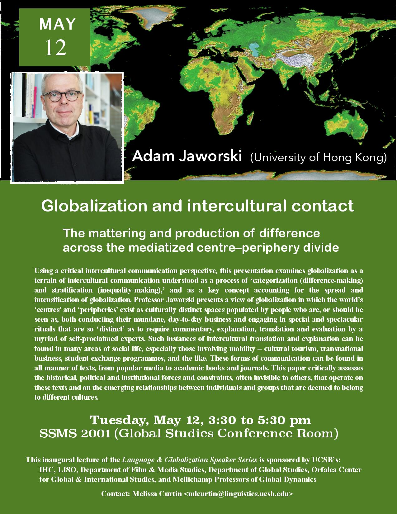 Language & Globalization Speaker Series : Globalization and Intercultural Contact Event Image