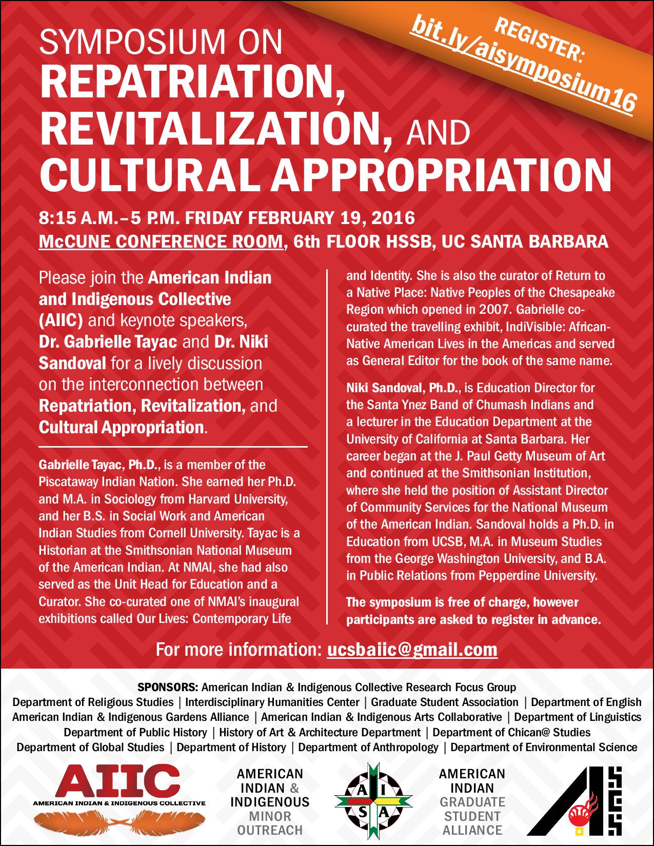 Symposium on Repatriation, Revitalization and Cultural Approporation Event Image