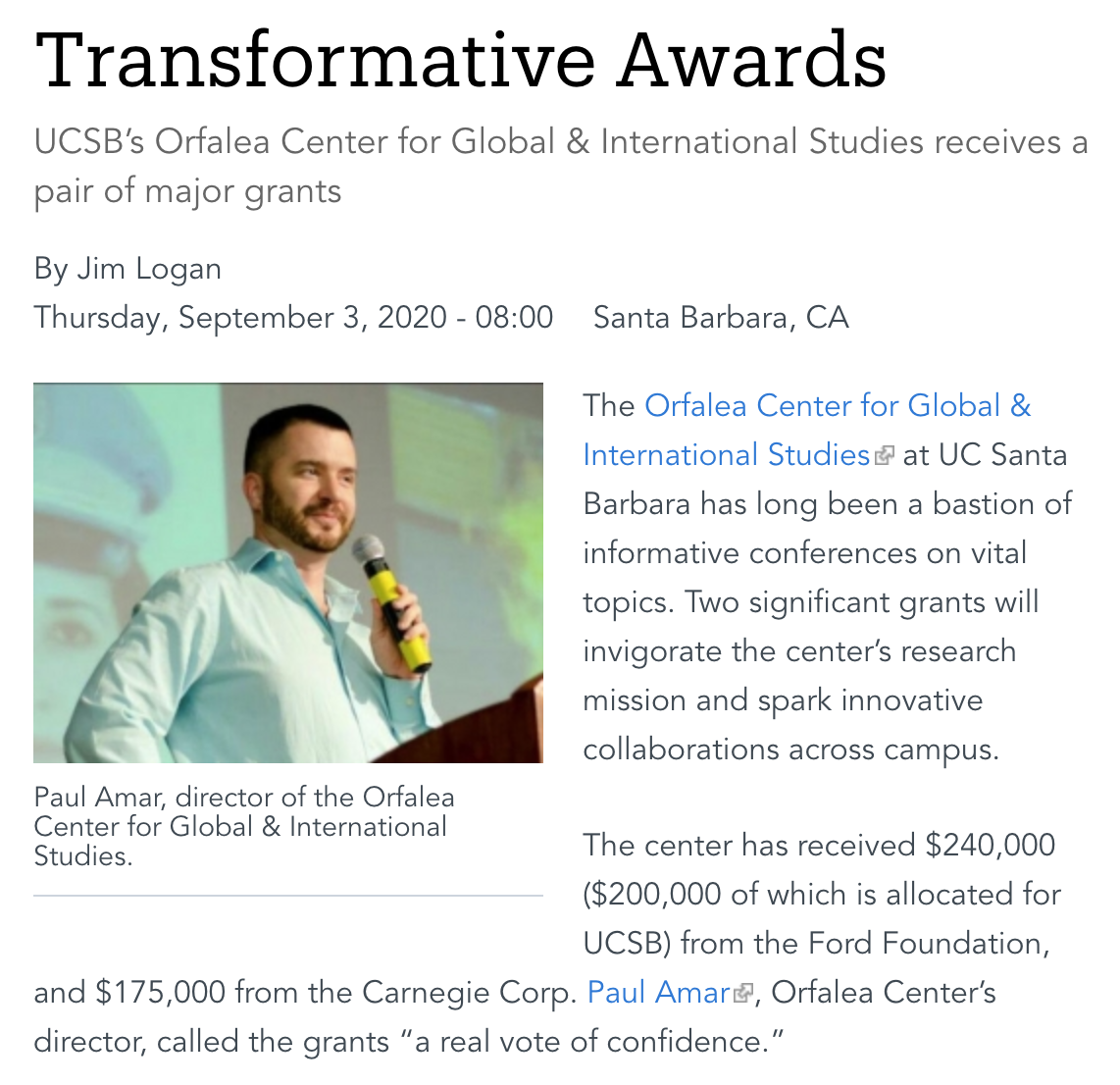 Professor Amar and the Orfalea Center Awarded Two Prestigious Grants article image