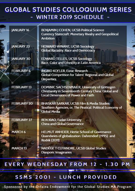 Announcing the Global Studies Colloquium Series Winter 2019 Schedule article image