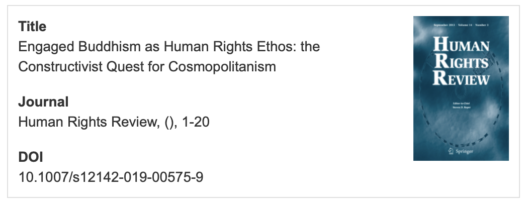 "Engaged Buddhism as Human Rights Ethos: the Constructivist Quest for Cosmopolitanism" by Mellichamp Chair Professor Alison Brysk article image