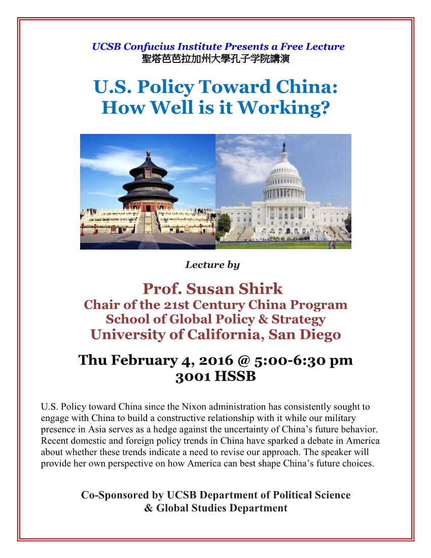Lecture: U.S. Policy Toward China: How Well is it Working? Event Image