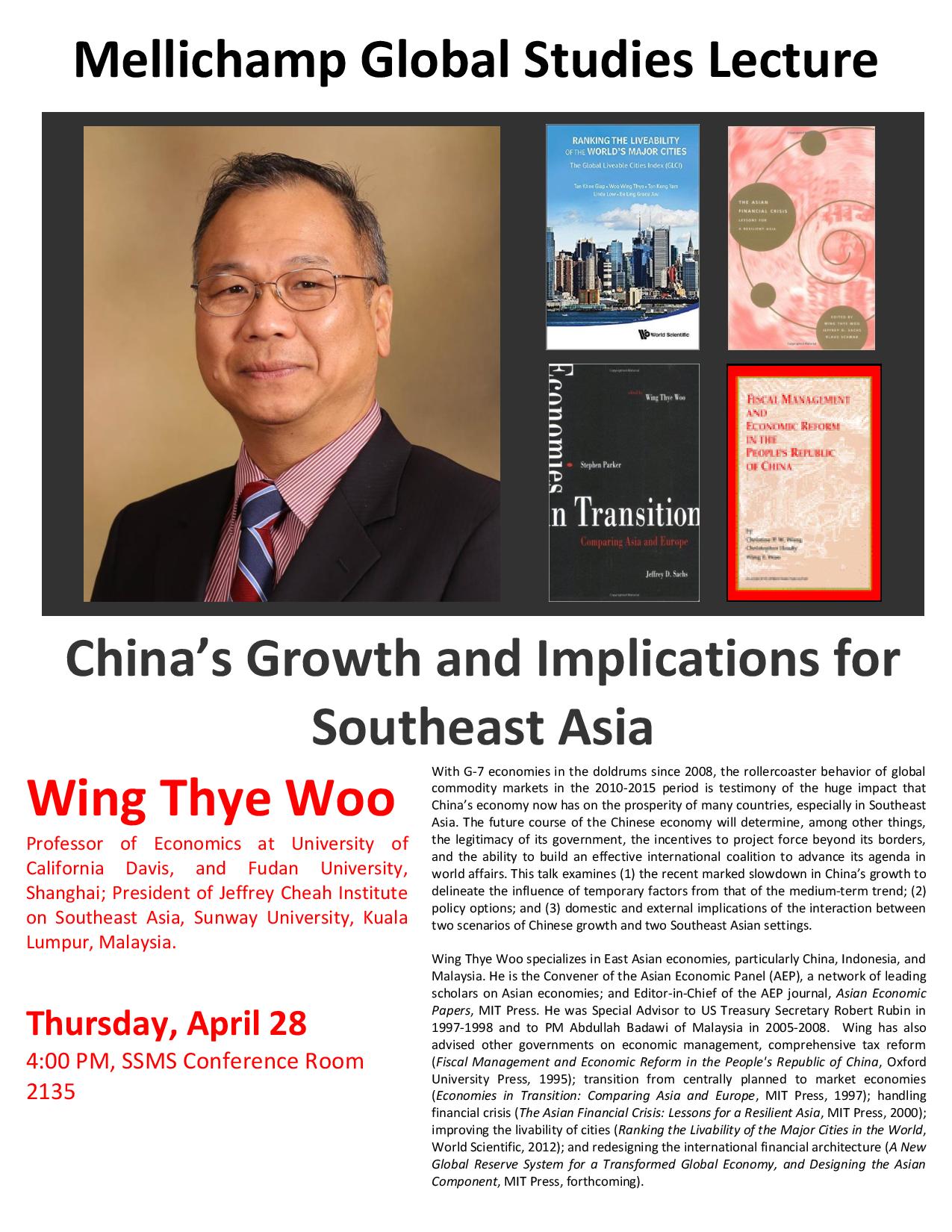 Mellichamp Speaker Series : China's Growth and Implications for Southeast Asia Event Image