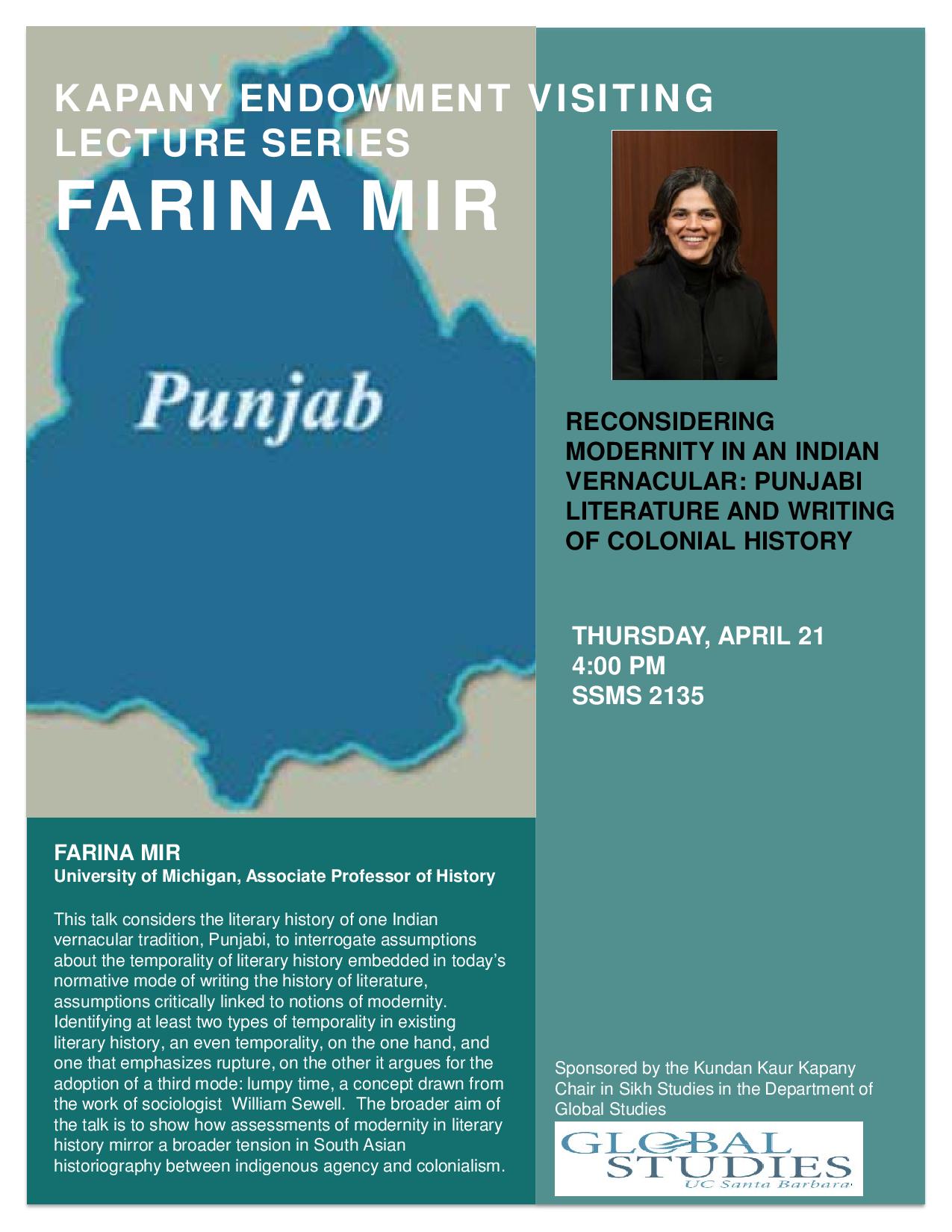 Reconsidering Modernity in an Indian Vernacular: Punjabi Literature and Writing of Colonial History Event Image